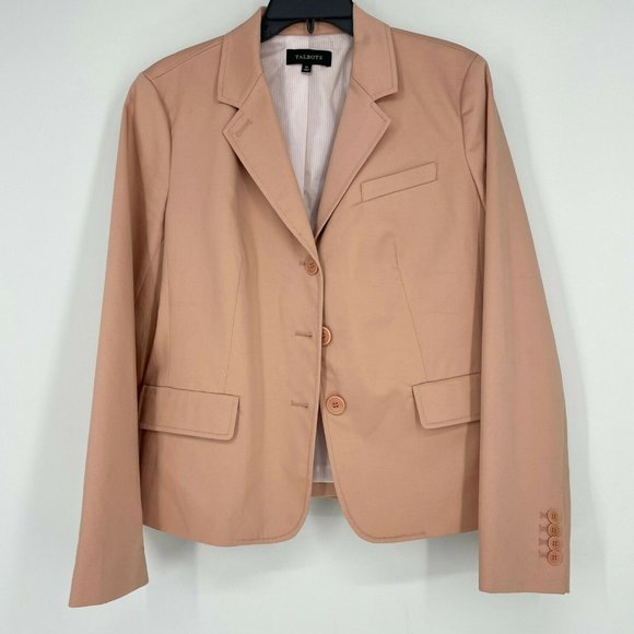 Talbots Blazer Jacket Women's Sz 14 Single Breasted Three Button Lined Pink - Picture 1 of 9